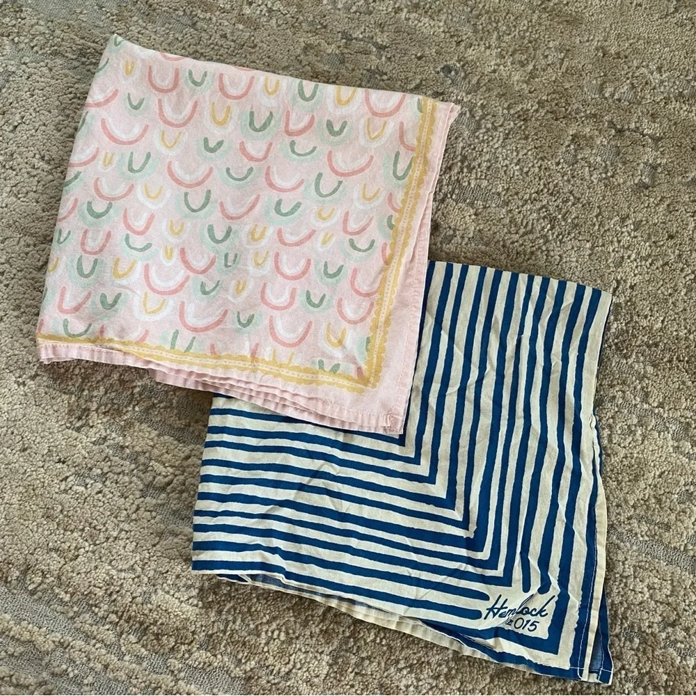 Hemlock Handker #047 Handkerchief Bandana Scarf Rainbows Pink 100% Cotton